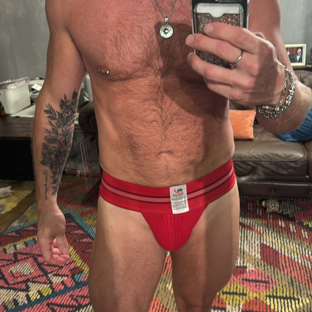 Men’s red athletic jockstrap red